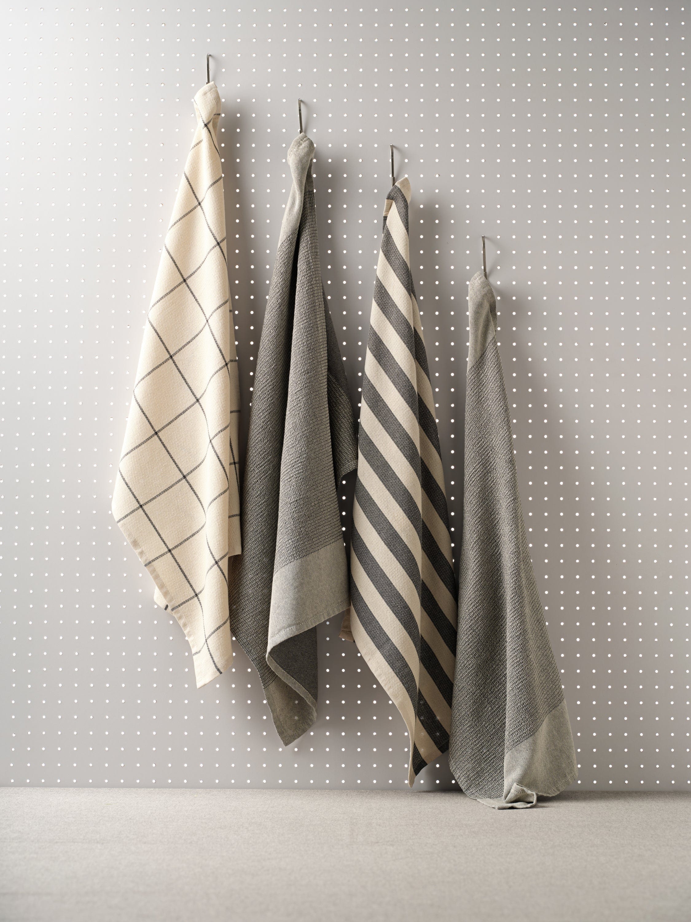 Kitchen Towels, Set of 4 - Cotton Flat & Waffle Weave Set