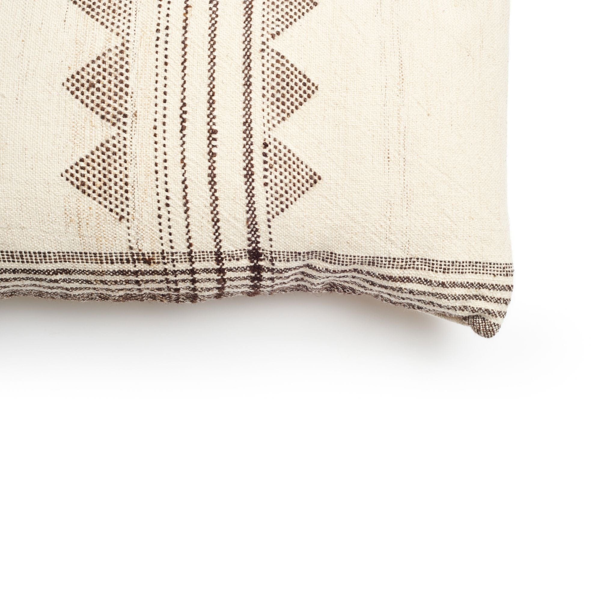 Kora White And Black Handloom Small Lumbar Pillow