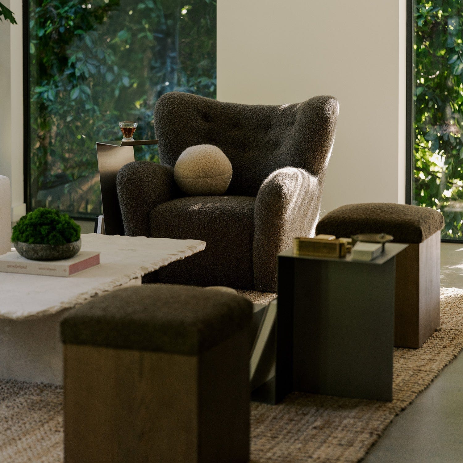 Saddle Oak Ottoman - Mocha