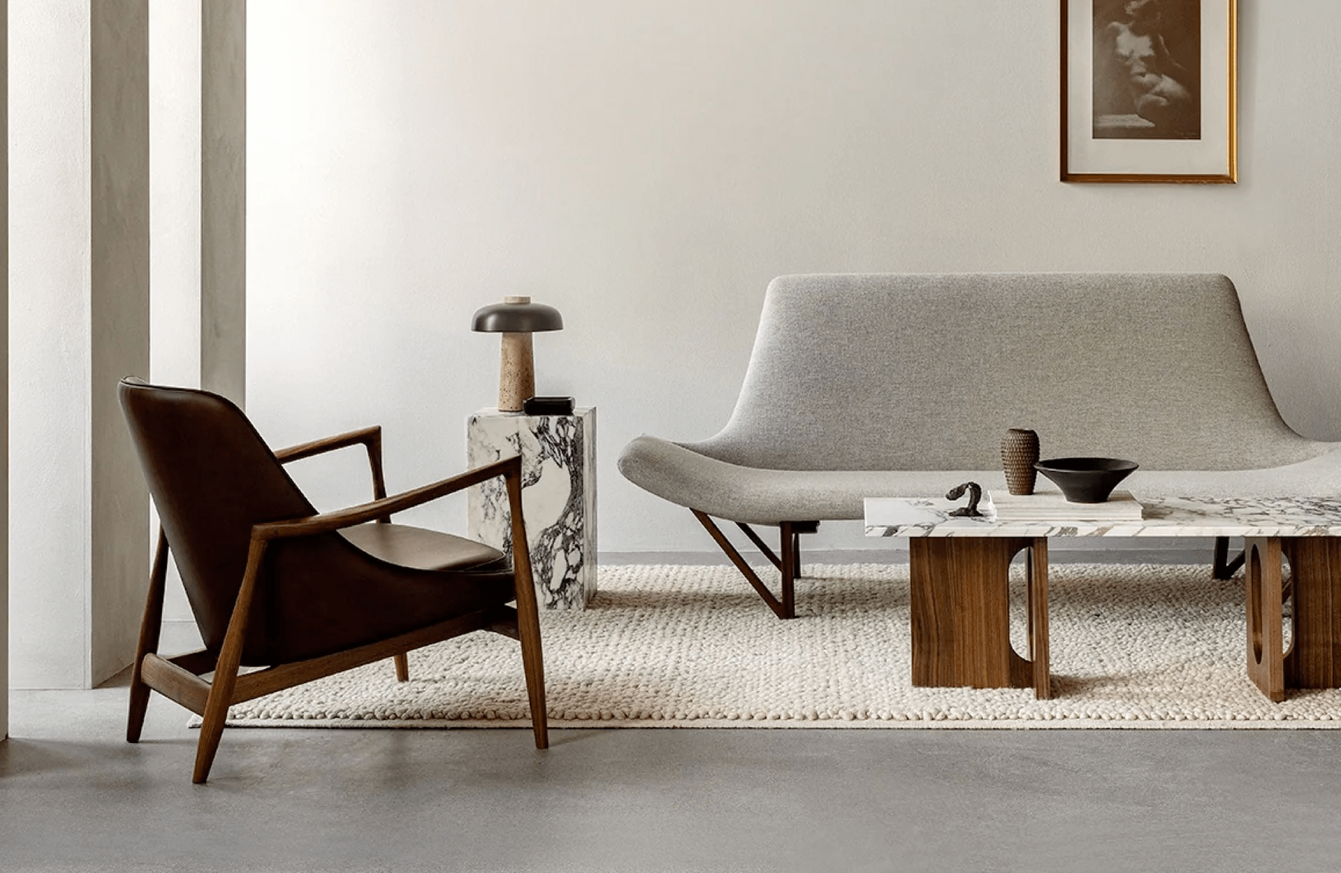 Japandi inspired living room, furniture and photo by Audo Copenhagen