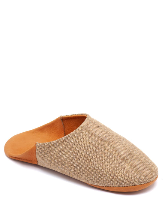 Leather & Linen Slippers, Size 12.5 / 45-46