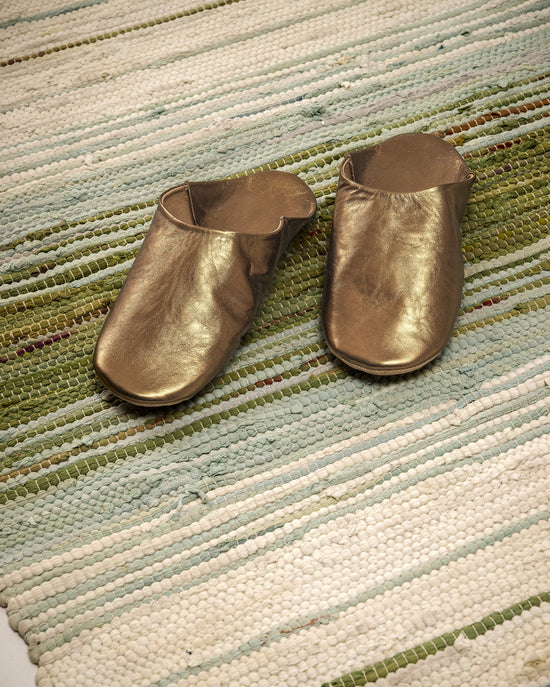 Bronze Leather Slippers, Size 8 / 38-39