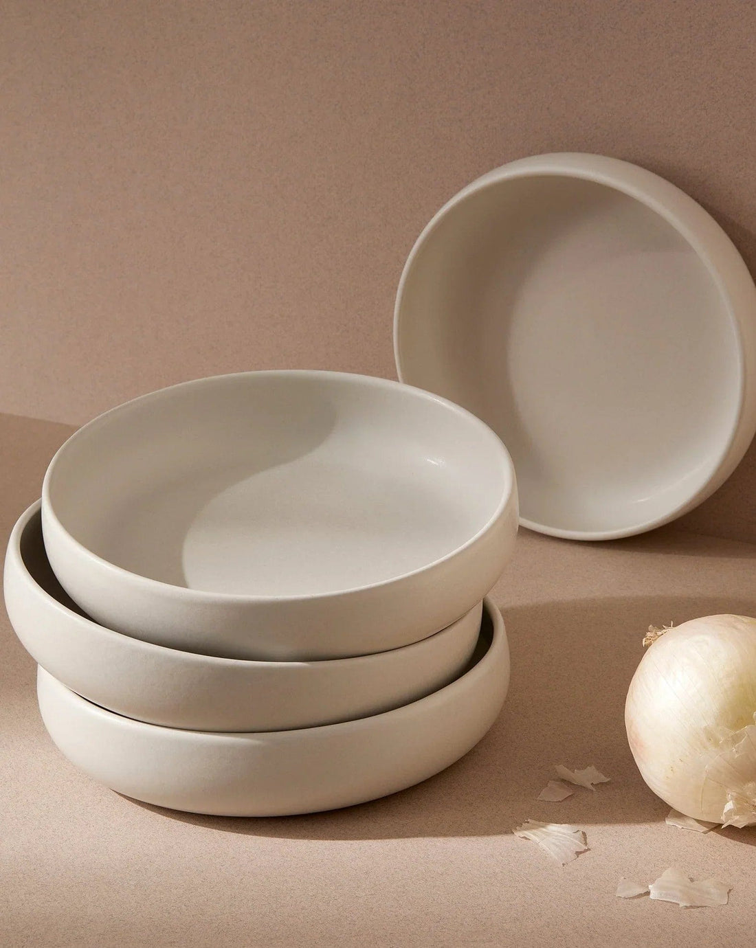 Japandi Tableware Pasta Bowl - Matte White, Set of 4