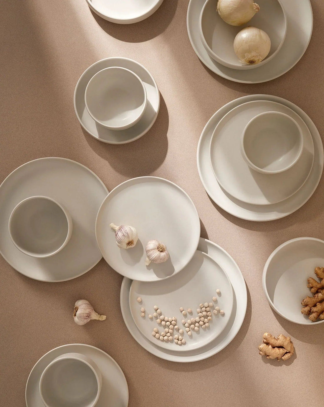 Japandi Tableware 12pc Dinnerware set - Dinner Plate, Side Plate + Bowl - Matte White