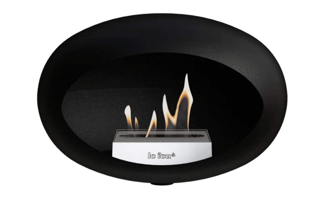 Le Feu Wall Black Bio Fireplace with Steel Burner