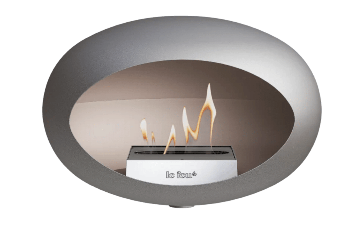 Le Feu Dome Wall Nickel with Nickel Wall mount and Steel Burner