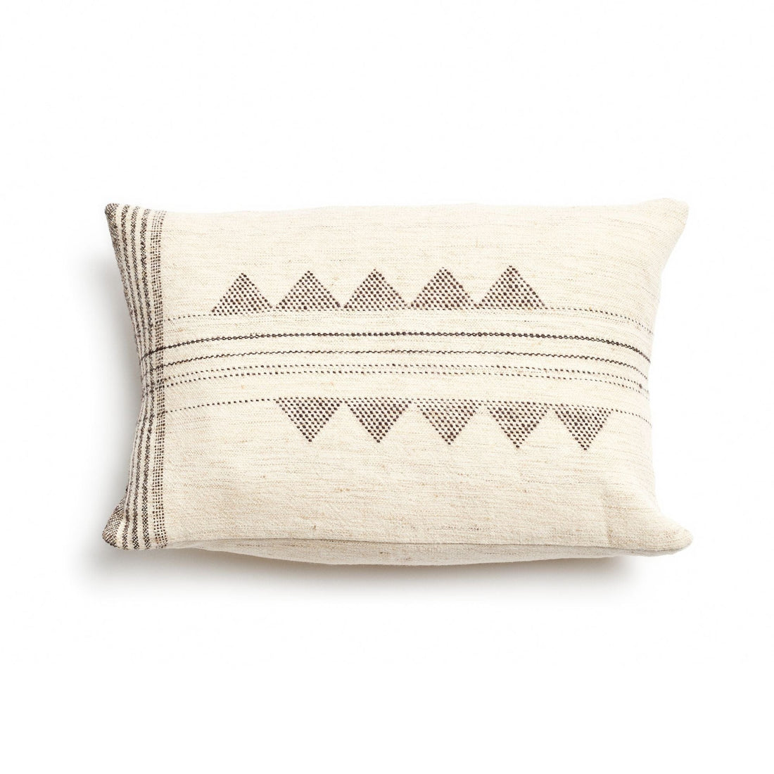Kora White And Black Handloom Small Lumbar Pillow