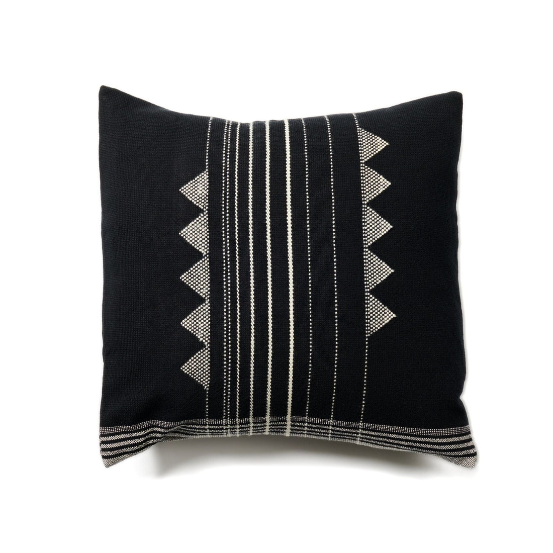 Kora White And Black Handloom Large Square Pillow