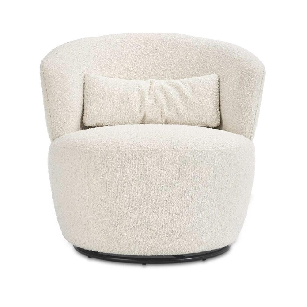 Castlery Amber Bouclé Swivel Chair, Snow