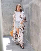 Hand Dyed Kimono in White & Brown