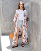 Hand Dyed Kimono in White & Brown