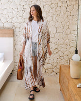 Hand Dyed Kimono in White & Brown