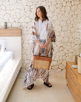 Hand Dyed Kimono in White & Brown