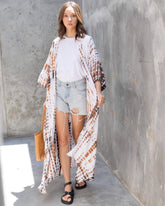 Hand Dyed Kimono in White & Brown