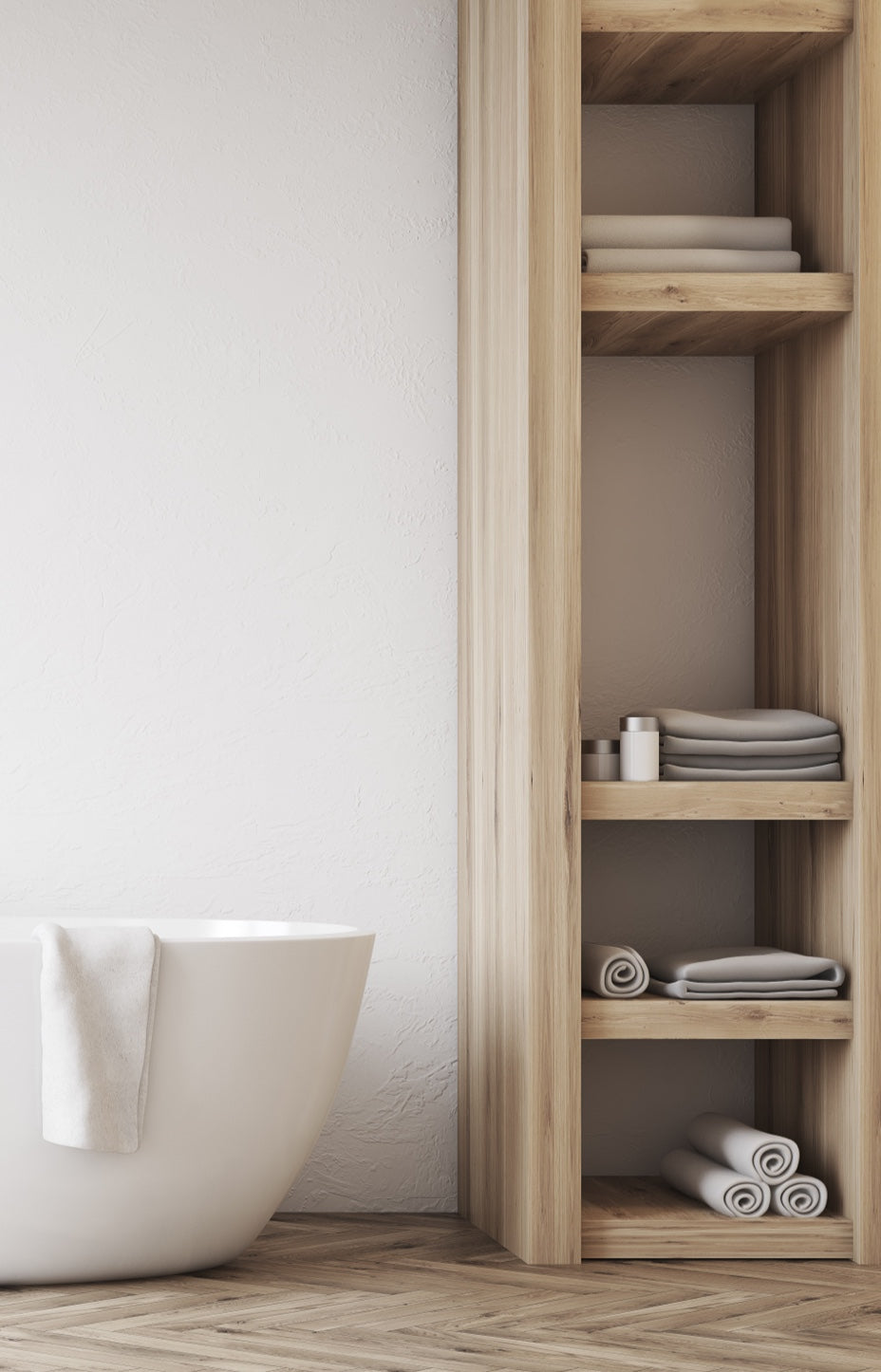 Bathroom cabinet and towels
