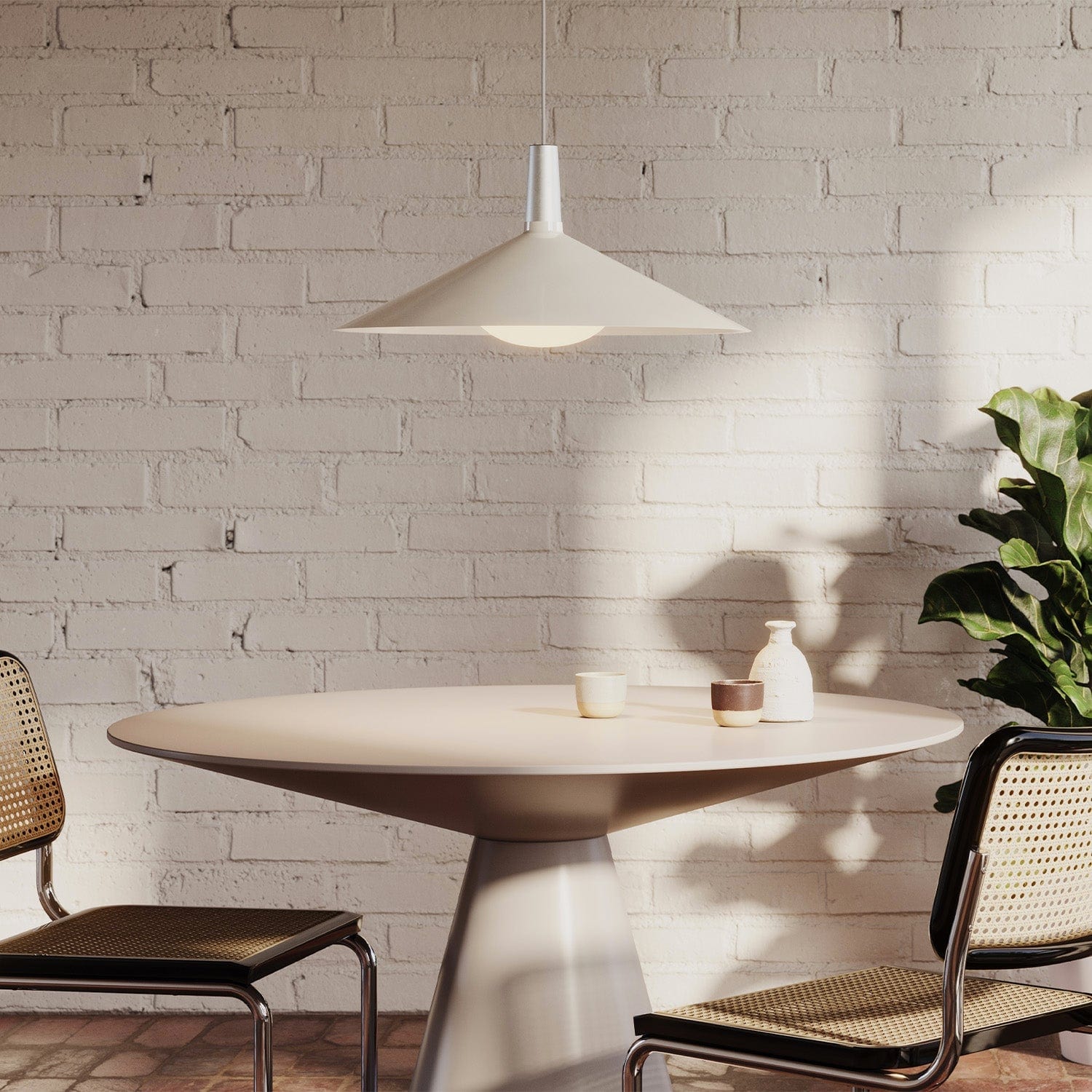 Bower Pendant Light Large in Oyster White + Oval II