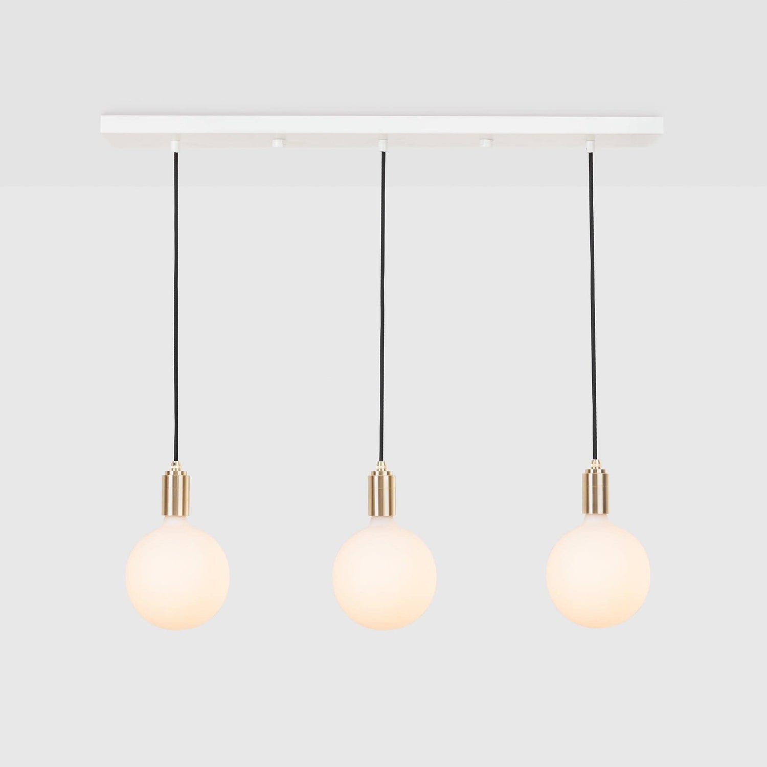 Linear Triple Pendant in Brass + Sphere IV