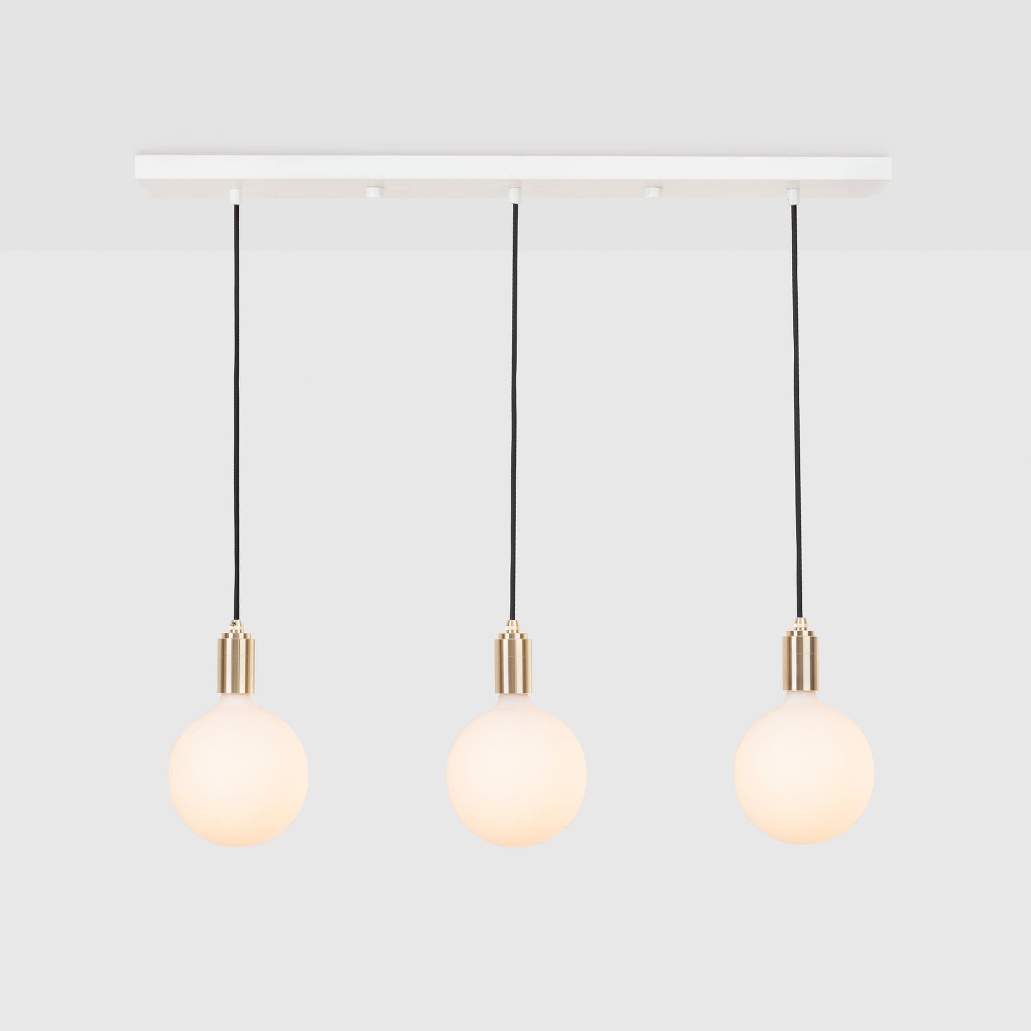 Linear Triple Pendant in Brass + Sphere IV