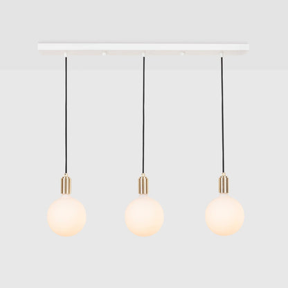 Linear Triple Pendant in Brass + Sphere IV