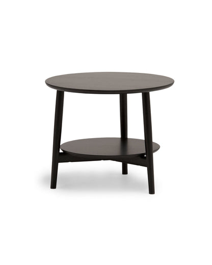 KAMUY 23&quot;dia Round Side Table Japanese Oak Black