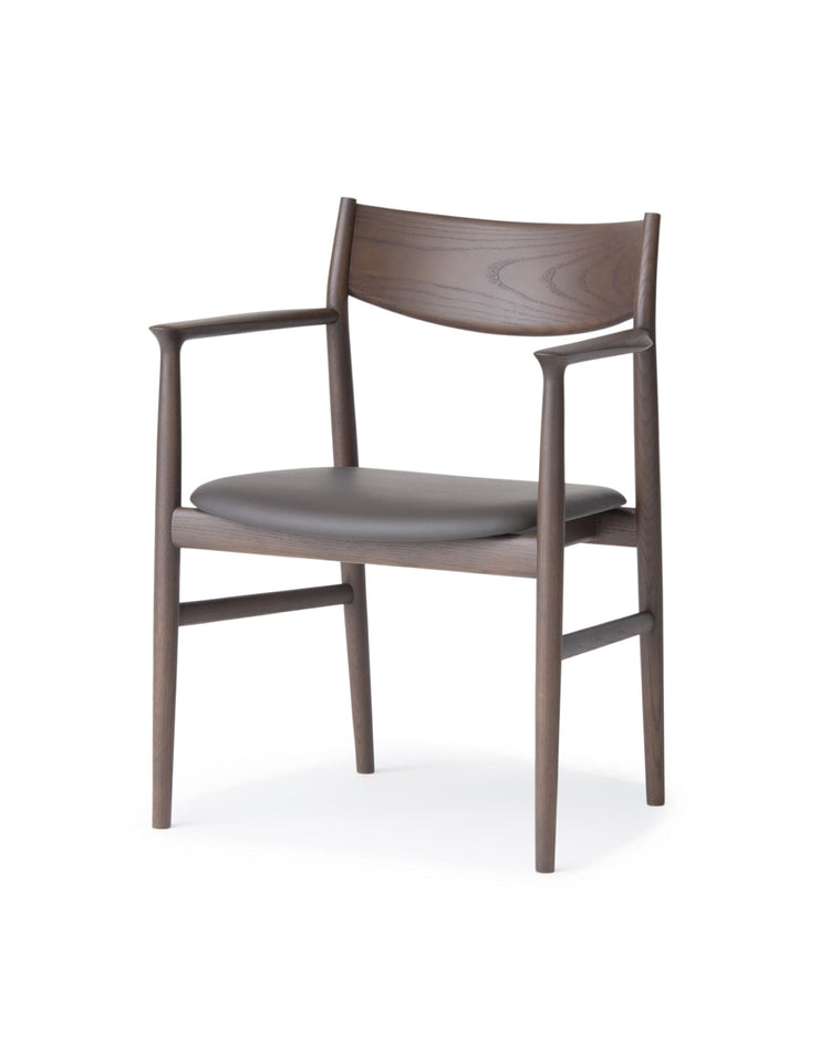 KAMUY Armchair (Upholstered Seat), Japanese Oak Dark Brown