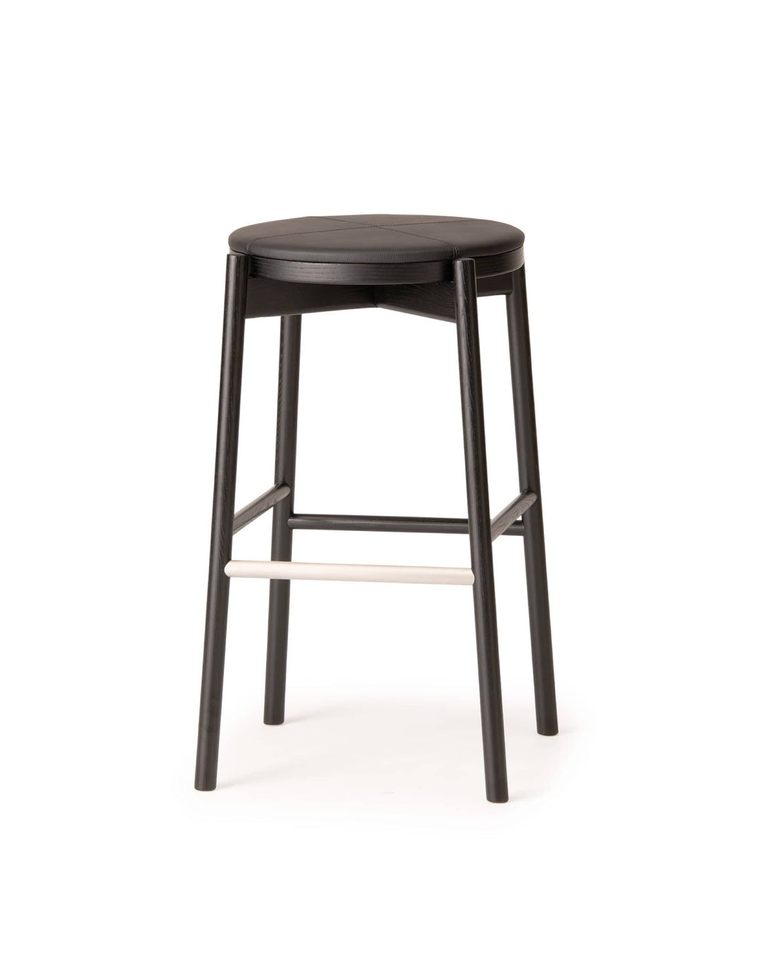 KOTAN Bar Stool (Upholstered Seat) Japanese Ash Black