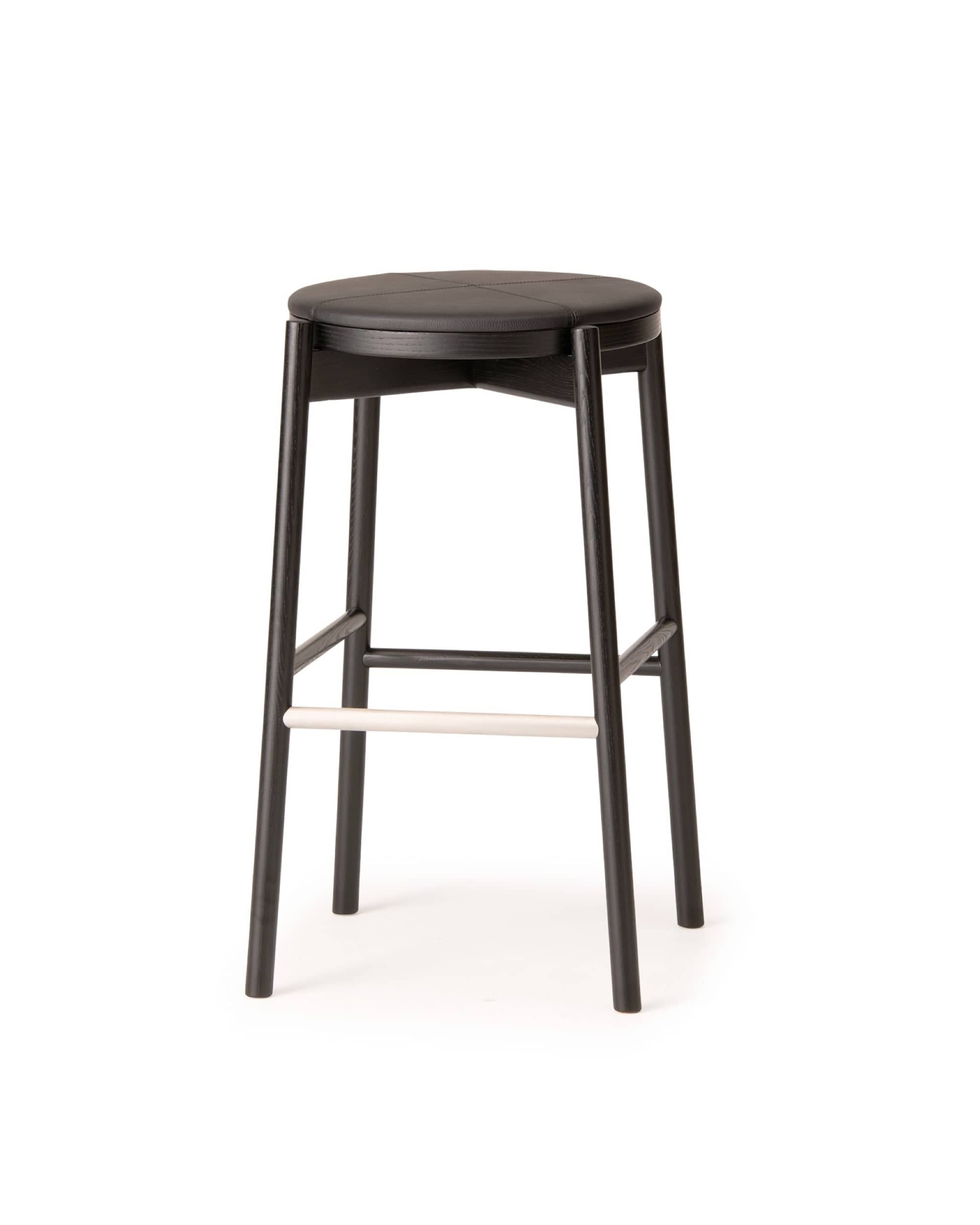 KOTAN Bar Stool (Upholstered Seat) Japanese Ash Black