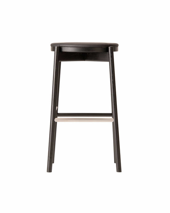 KOTAN Bar Stool (Upholstered Seat) Japanese Ash Black