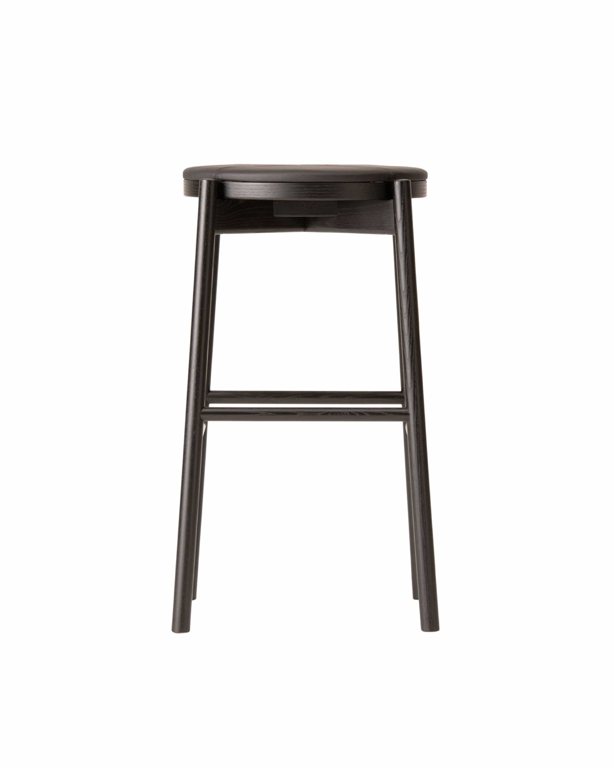 KOTAN Bar Stool (Upholstered Seat) Japanese Ash Black