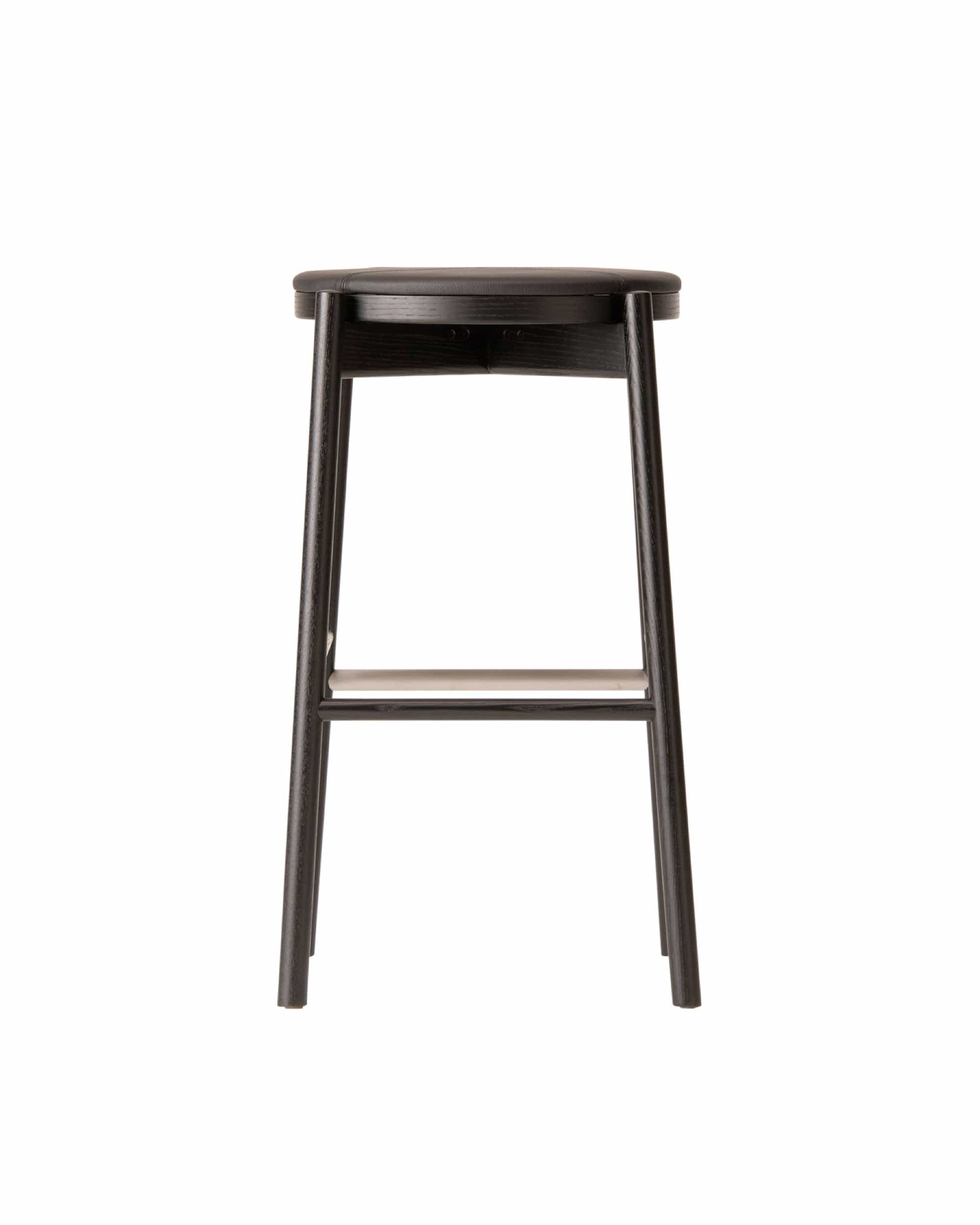 KOTAN Bar Stool (Upholstered Seat) Japanese Ash Black