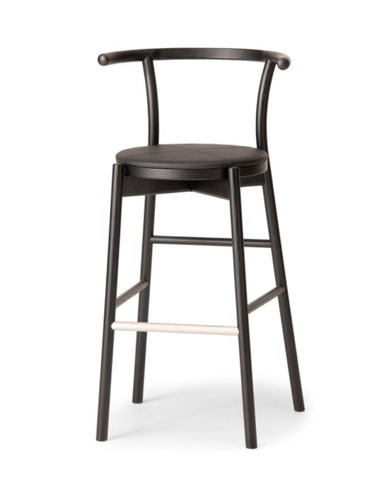 KOTAN Bar Chair (Upholstered Seat) Japanese Ash Black