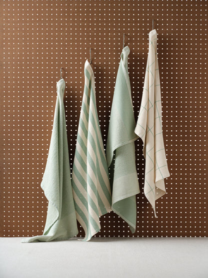 Kitchen Towels, Set of 4 - Cotton Flat &amp; Waffle Weave Set