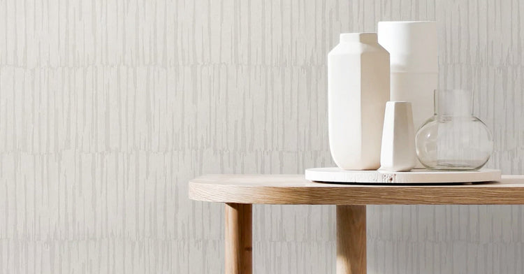 wallpaper and table with vases