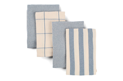 Kitchen Towels, Set of 4 - Cotton Flat &amp; Waffle Weave Set