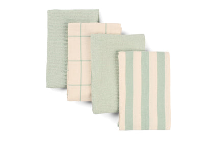 Kitchen Towels, Set of 4 - Cotton Flat &amp; Waffle Weave Set