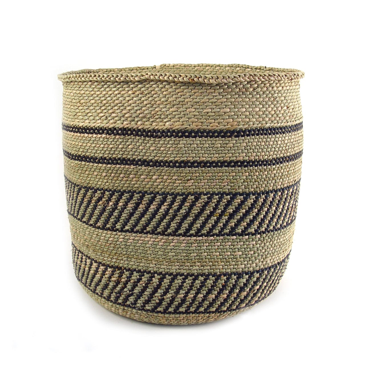 Iringa Woven Basket with Black Stripe