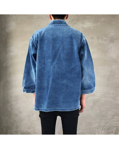 Mastercraftsmanship Kimono Jacket in Japanese Sashiko Embroidery - Long Sleeve