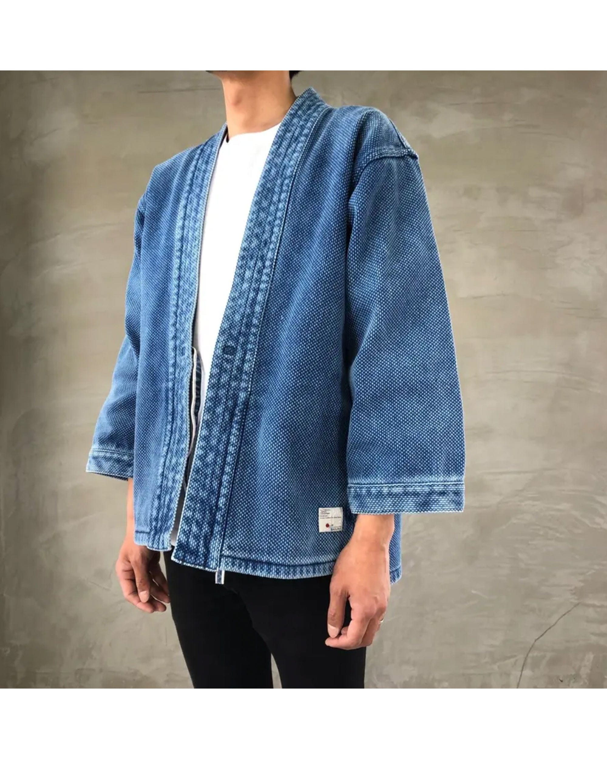 Mastercraftsmanship Kimono Jacket in Japanese Sashiko Embroidery - Long Sleeve