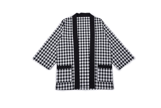 Haori Jacket (Checked) Long Sleeve - Kimono Style