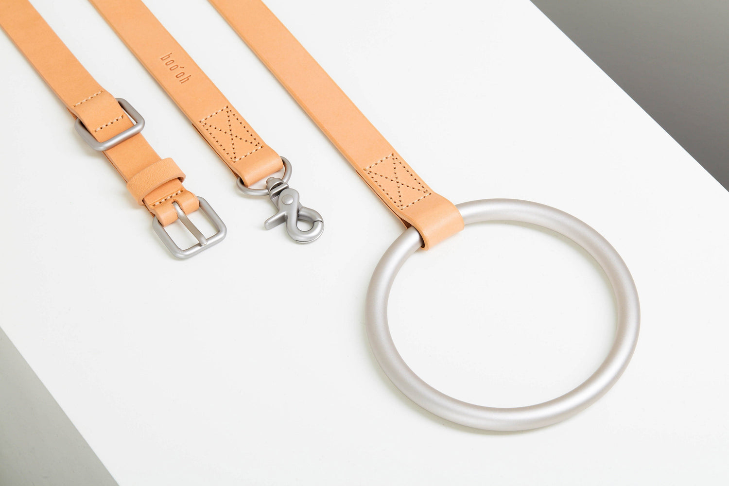 Lumi Leash and Collar Set, Silver + Tan