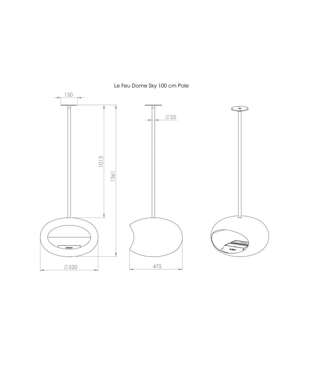 LeFeuFireplacesDimensions100cm