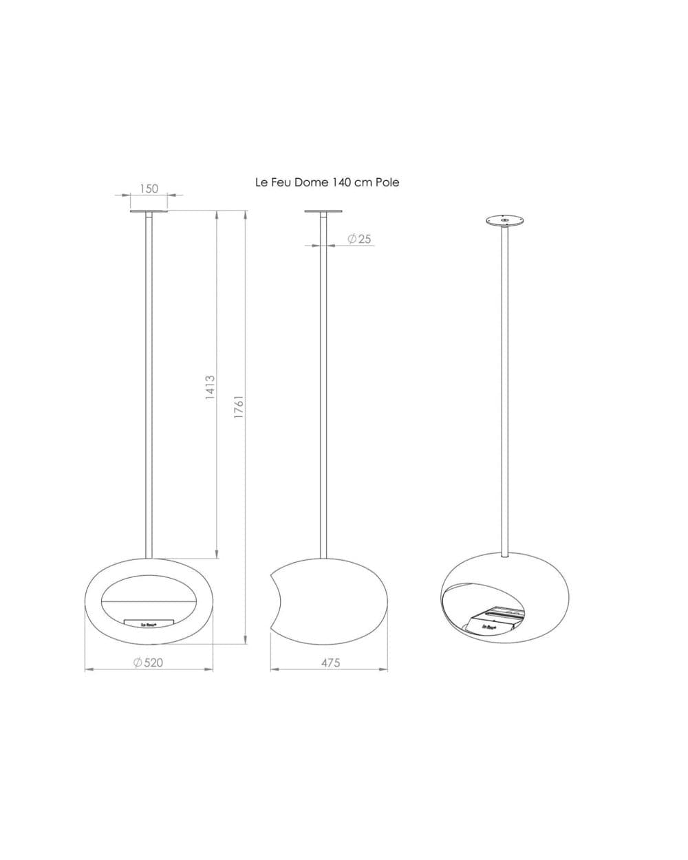 LeFeuFireplacesDimensions140cm