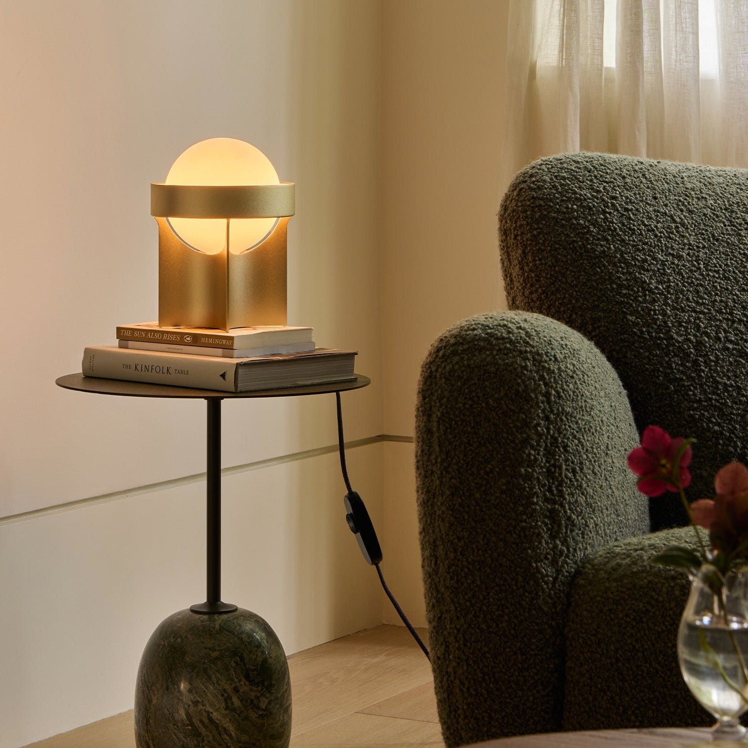 Loop Table Lamp in Gold + Sphere IV