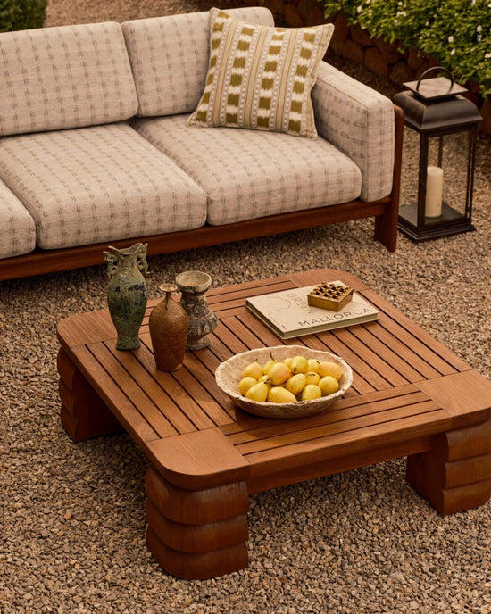Soho Home Lucca Outdoor Coffee Table, Wirebrushed Stained Teak
