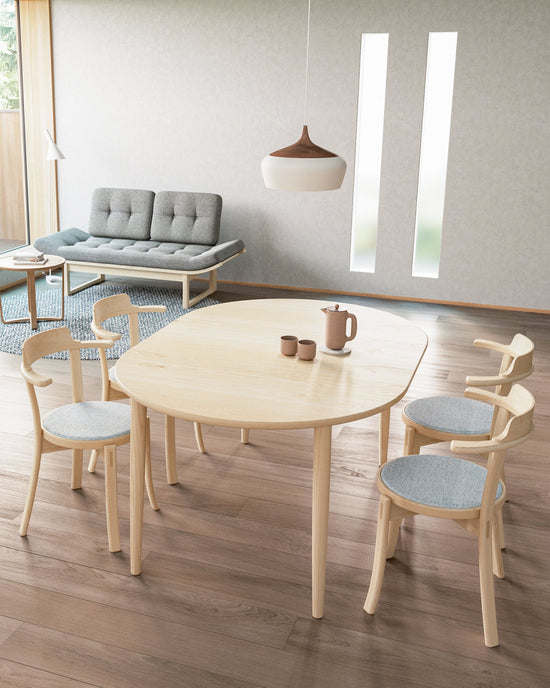 MOM Round Extension Table, Japanese Ash Natural Extended, by CondeHouse