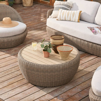 Castlery Malta Outdoor Round Drum Coffee Table