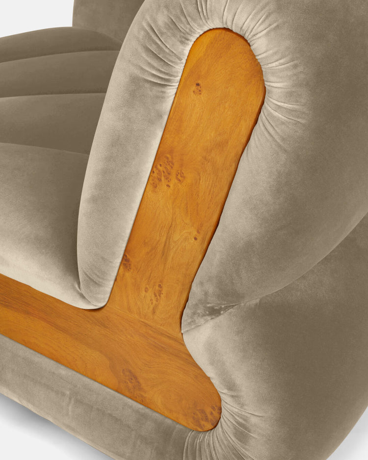 Noelle Sectional Curved Sofa - Six Seater, Velvet
