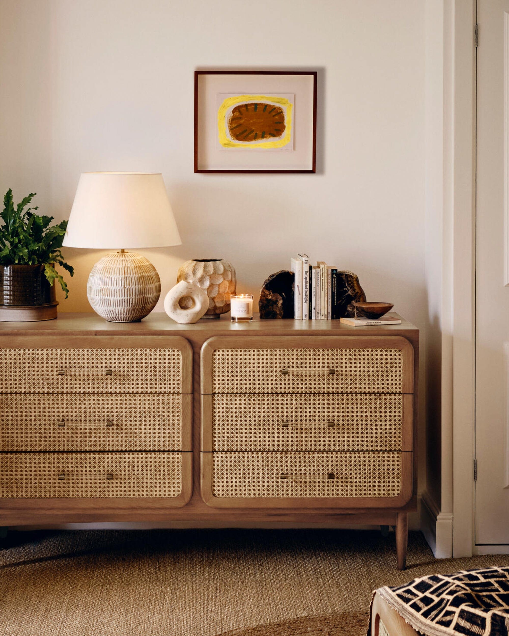 Oscar Cane &amp; Oak Six Drawer Dresser