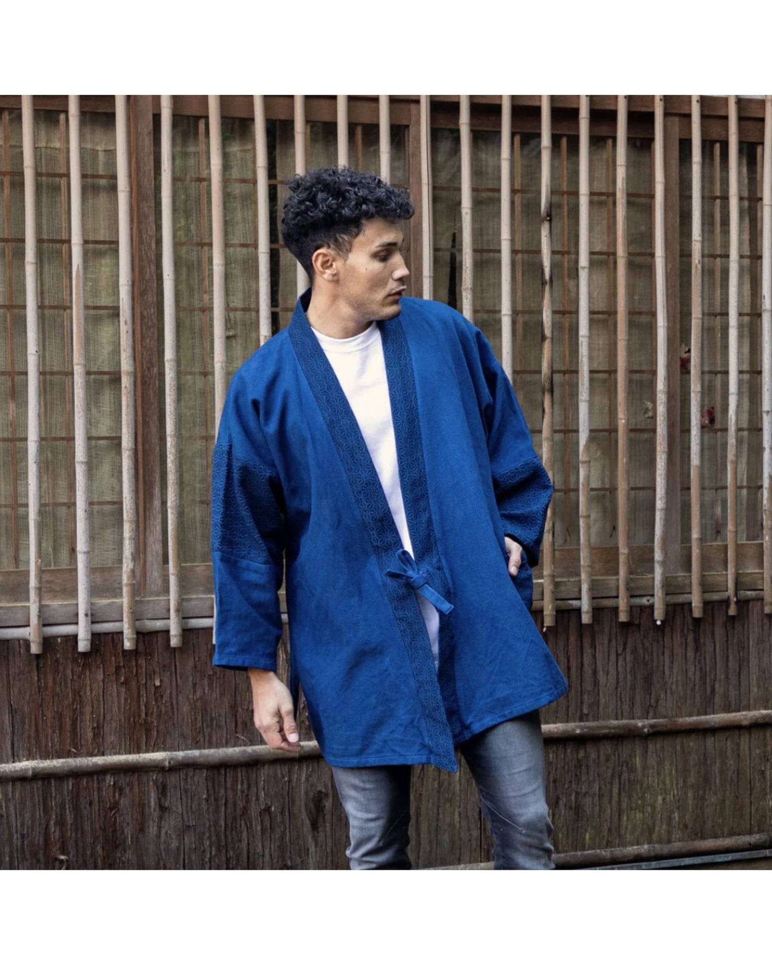 Mastercrafstmanship Patchwork Samue Jacket (Blue) Sashiko - Kimono style