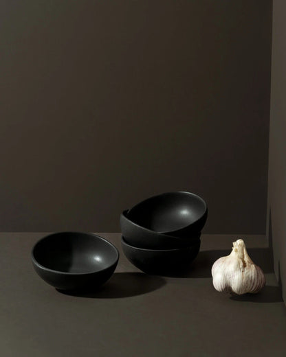 Japandi Tableware Condiment Bowl - 6 Oz, Set of 4, Matte Black